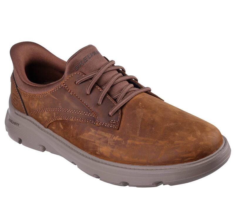 スケッチャーズ メンズ シューズ オックスフォード リラックスフィット Skechers Hands Free Slip-ins Relaxed Fit Arch Fit Garza Langston Men'shoes Brown ブラウン