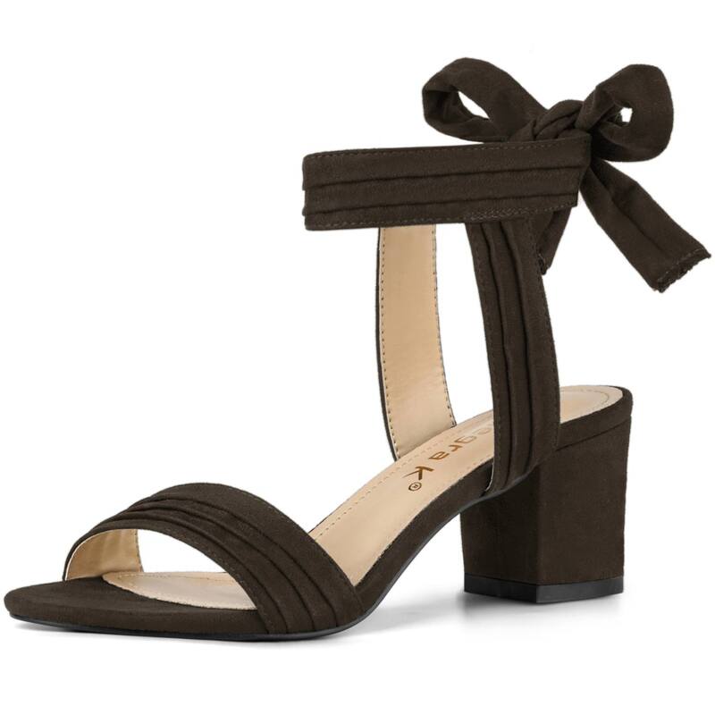 アレグラ ケー レディース シューズ パンプス サンダル アンクル ヒール ALLEGRA K Women's Open Toe Ankle Tie Back Block Heelsandals Coffee コーヒー