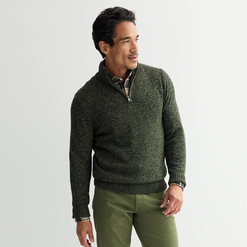 ソノマ メンズ アウター ニット・セーター Men\'sonoma Goods For Life Quarter-Zip Sweater Olive Marl マール