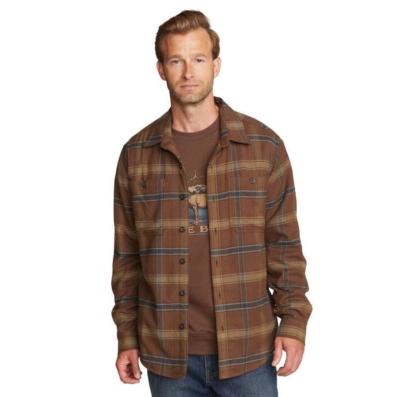 エディー バウアー メンズ アウター ジャケット・ブルゾン シャツ フリース Men's Eddie Bauer Fleece-Lined Flannel Shirt Jacket Dark Oak