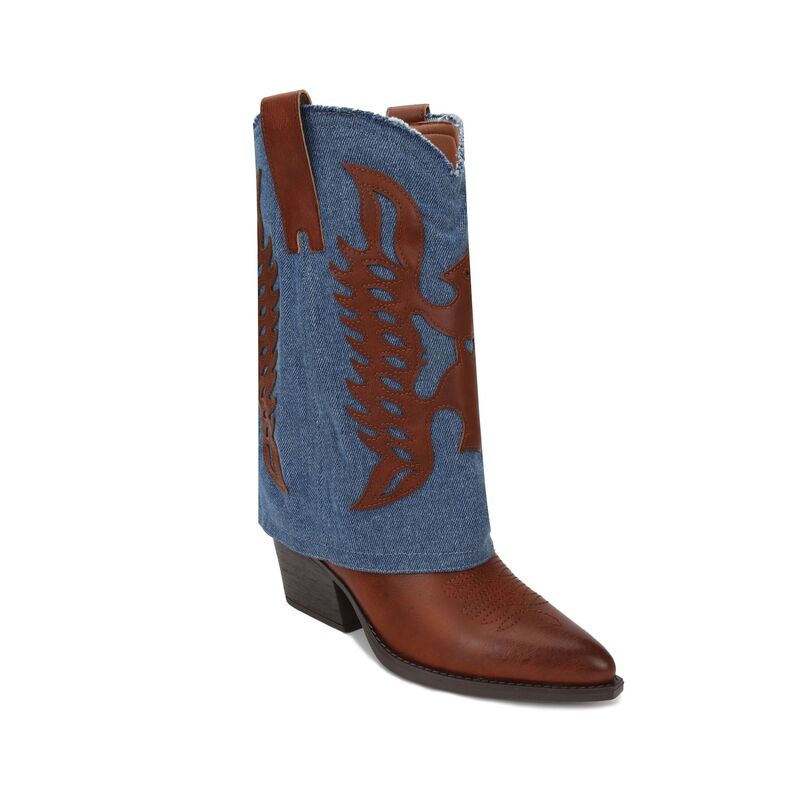 ヨキ レディース シューズ ブーツ・レインブーツ トール Yoki Avery-05 Women's Frayed Western Foldover Tall Boot Cognac