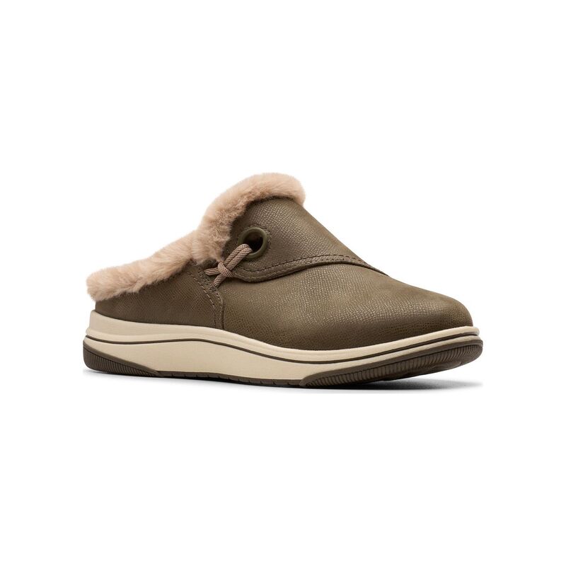 クラークス レディース シューズ サンダル Clarks Cloudsteppers Breeze Myth Women'slip-On Mules Dark Green グリーン
