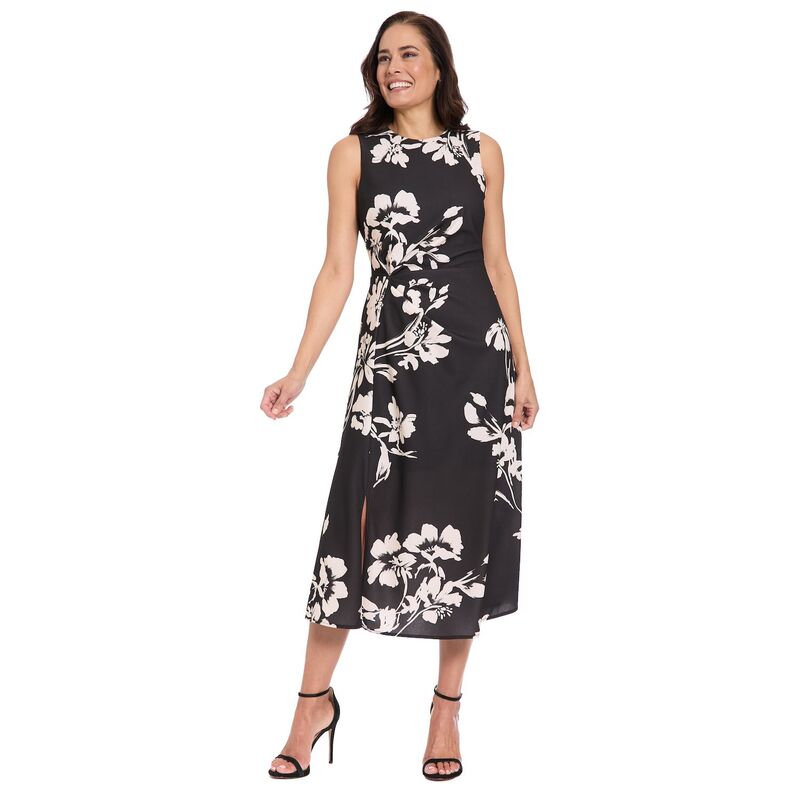 ロンドンタイムス レディース トップス ワンピース フラワー柄 ミディ フラワー Women's London Times Floral Midi Dress Black Cream クリーム