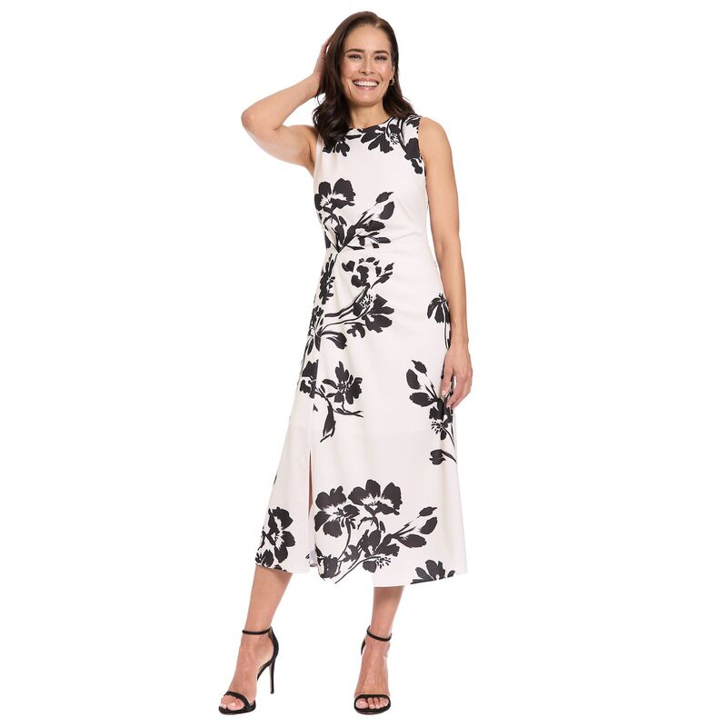 ロンドンタイムス レディース トップス ワンピース フラワー柄 ミディ フラワー Women's London Times Floral Midi Dress Cream Black クリーム