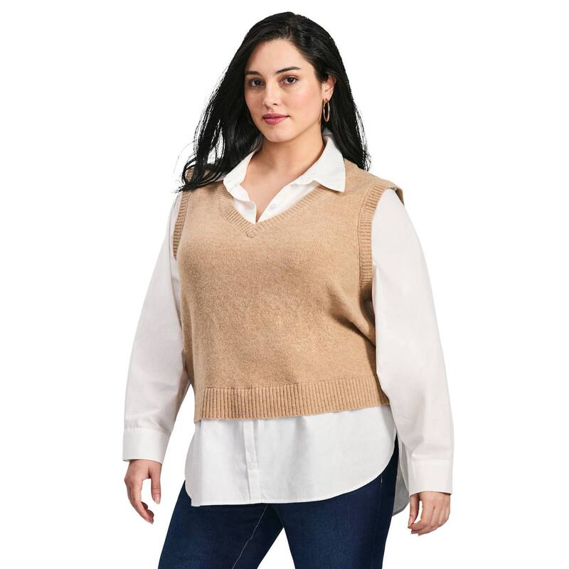 アベニュー レディース アウター 上衣・上衣 つけ加える大きさ 限りない Avenue Women\u0027s Plusize Ava Duet Vest Beige ベージュ