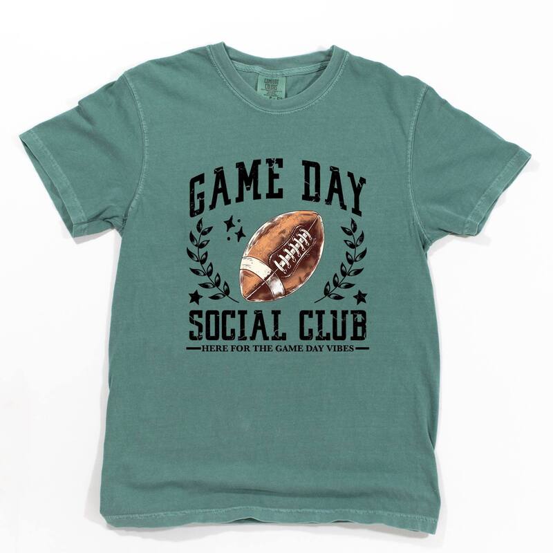 Simply Sage Market レディース トップス ティーシャツ グラフィック Simply Sage Market Football Game Day Social Club - Womens Garment Dyed Graphic T-Shirt Light Green 緑であること トップス-Tシャツ・カットソー