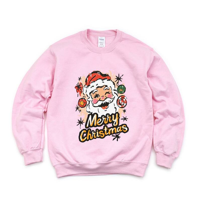 Simply Sage Market レディース トップス Tシャツ スウェット グラフィック Simply Sage Market Merry Christmasanta Wink - Women's Graphic Sweatshirt Light Pink ピンク