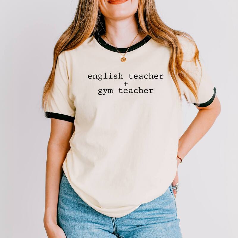 Simply Sage Market レディース トップス Tシャツ Simply Sage Market English Teacher + Gym Teacher Typewriter - Womens Ringer Tee Vintage Black ブラック