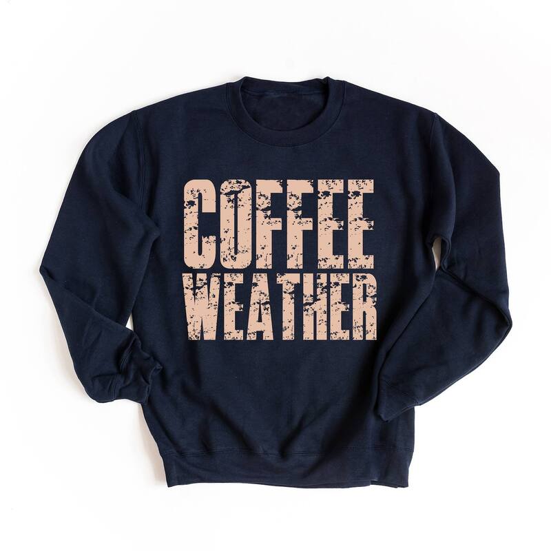 Simply Sage Market レディース トップス Tシャツ スウェット グラフィック Simply Sage Market Coffee Weather Block Distressed - Women's Graphic Sweatshirtrue Navy ネイビー