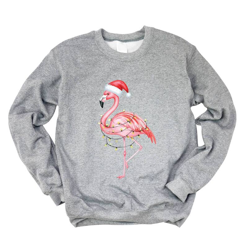 Simply Sage Market レディース トップス Tシャツ スウェット Simply Sage Market Flamingo Christmas Lights Watercolor - Sweatshirt Graphite グラファイト