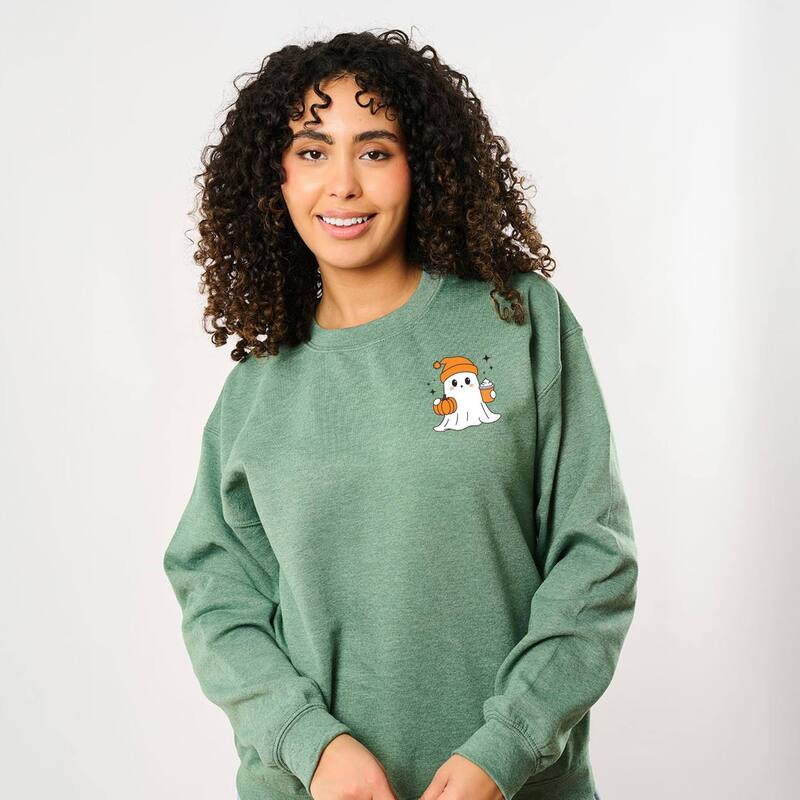 Simply Sage Market レディース トップス Tシャツ スウェット グラフィック Simply Sage Market Ghost Pumpkin Spice Sparkle - Women's Graphic Sweatshirt Heather Green ヘザー