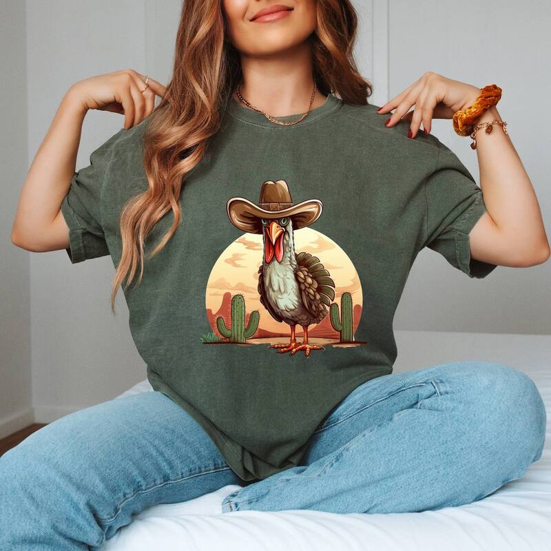 Simply Sage Market レディース トップス ティーシャツ Simply Sage Marketurkey Bird Western Garment Dyed Tee Moss サルヴィア Tシャツ・カットソー-レディースファッション