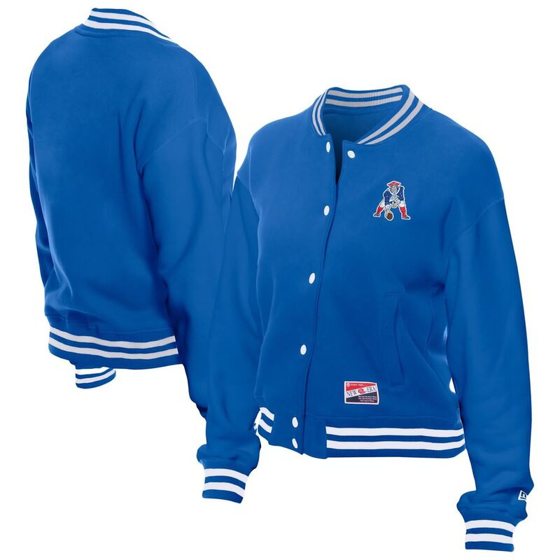 ニューエラ レディース アウター ジャケット・ブルゾン フリース Women's New Era Royal New England Patriots Throwback Fleece Full-Snap Jacket Pat Blue ブルー