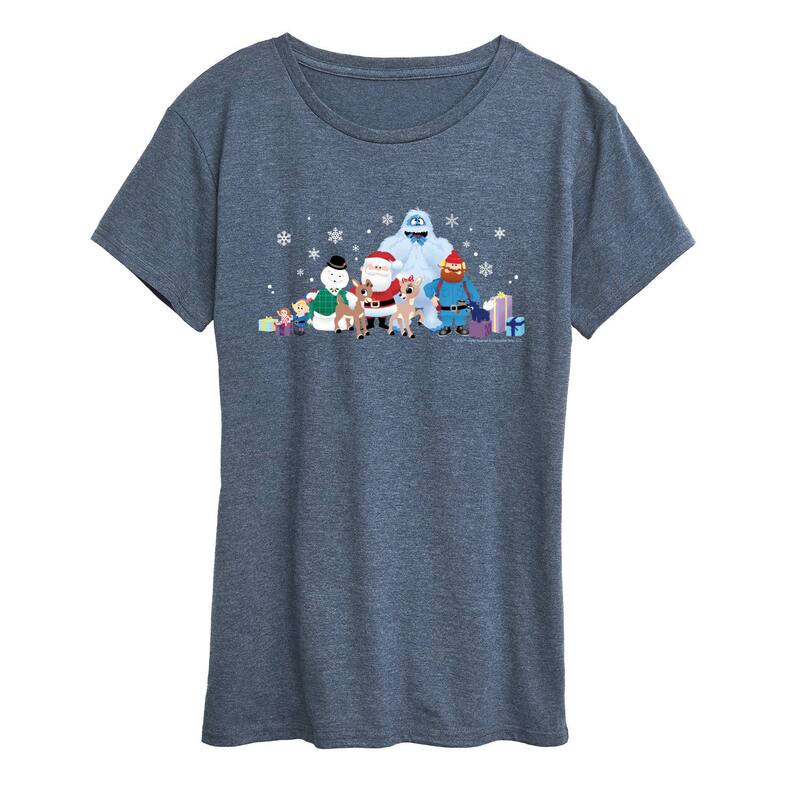 アニメキャラクター レディース トップス Tシャツ グラフィック Licensed Character Women's Rudolph The Red-Nosed Reindeer Group Graphic Tee Heather Blue ヘザー 6,699円