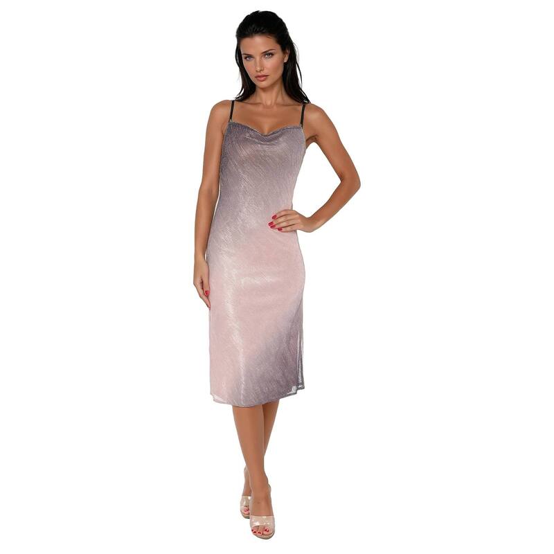ベベ レディース トップス ワンピース ミディ Women's bebe Ombre Pleat Cowl Midi Dress Black Blush ブラック