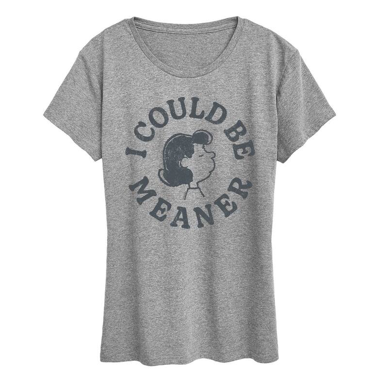 アニメキャラクター レディース トップス Tシャツ グラフィック Licensed Character Women's Peanuts Lucy I Could Be Meaner Graphic Tee Heather Gray グレー