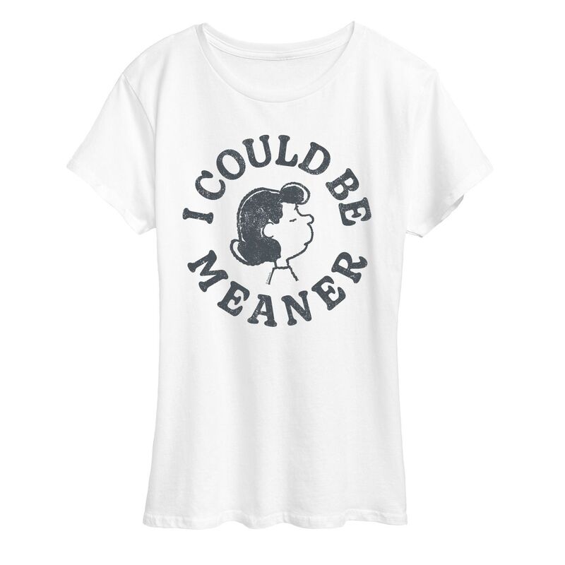 アニメキャラクター レディース トップス Tシャツ グラフィック Licensed Character Women's Peanuts Lucy I Could Be Meaner Graphic Tee White ホワイト