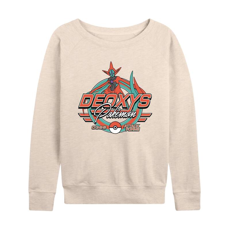 アニメキャラクター レディース トップス Tシャツ パイル Licensed Character Women's Pokmon Deoxys Racing French Terry Long Sleeve Tee Beige ベージュ