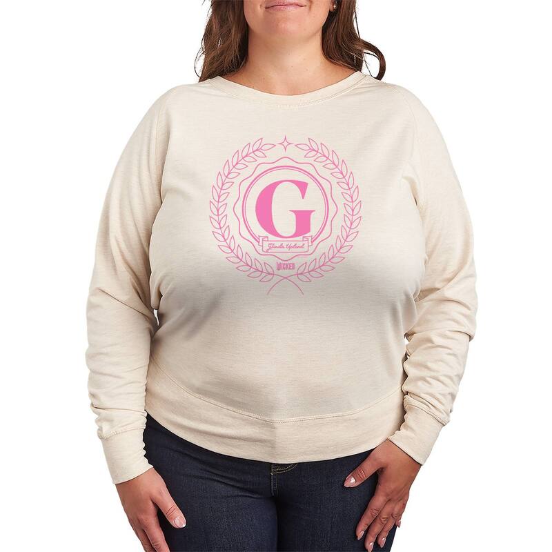 アニメキャラクター レディース トップス Tシャツ プラスサイズ パイル Licensed Character Plusize Wicked Glinda Collegiate French Terry Long Sleeve Tee Beige ベージュ