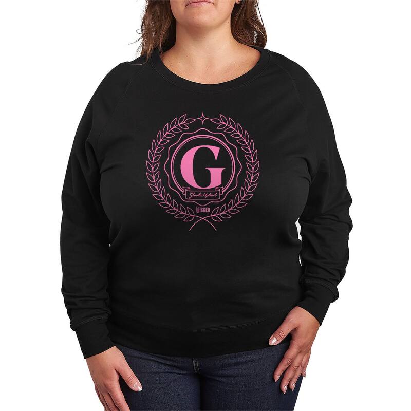 アニメキャラクター レディース トップス Tシャツ プラスサイズ パイル Licensed Character Plusize Wicked Glinda Collegiate French Terry Long Sleeve Tee Black ブラック