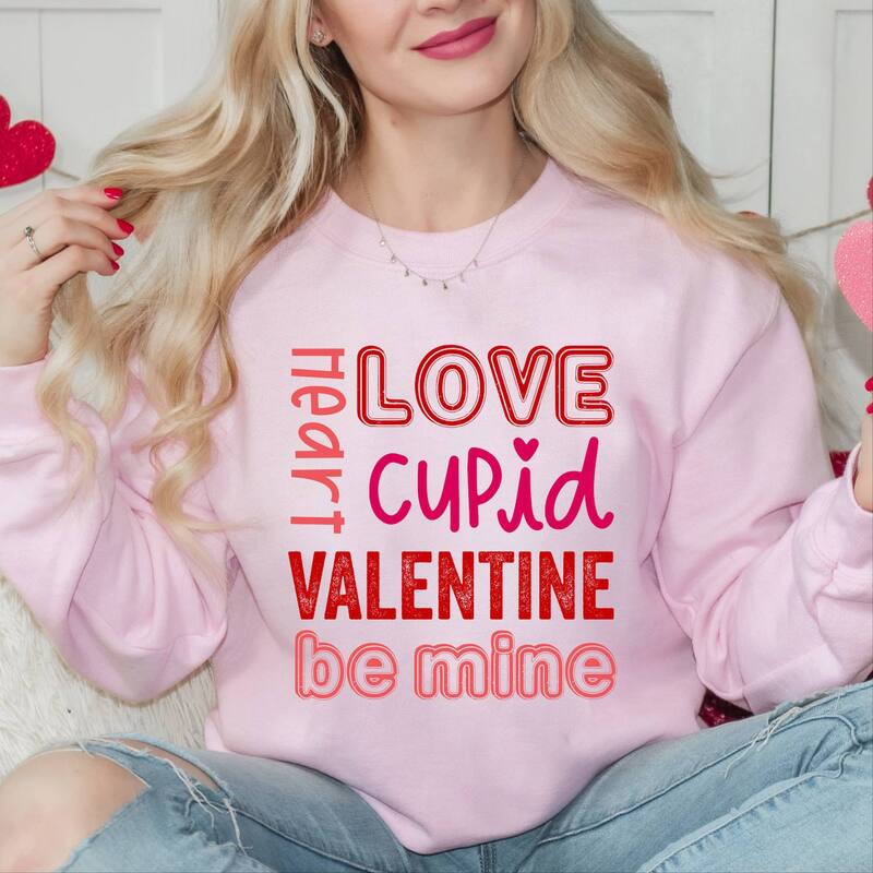 Simply Sage Market レディース トップス Tシャツ スウェット Simply Sage Market Valentine's Wordsweatshirt Light Pink ピンク