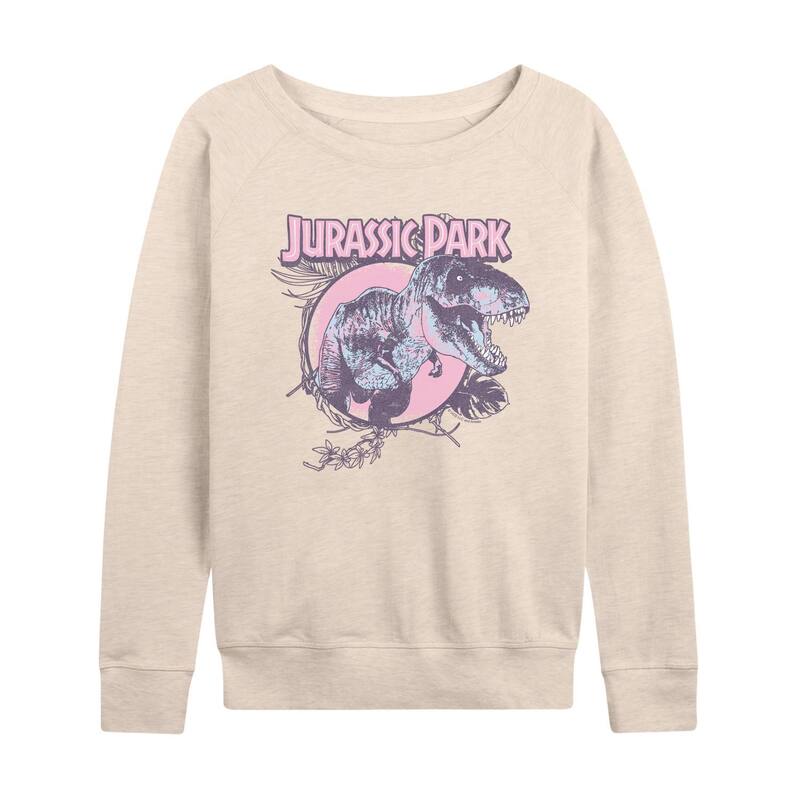 アニメキャラクター レディース トップス Tシャツ パイル Licensed Character Women's Jurassic Park T-Rex French Terry Long Sleeve Tee Beige ベージュ