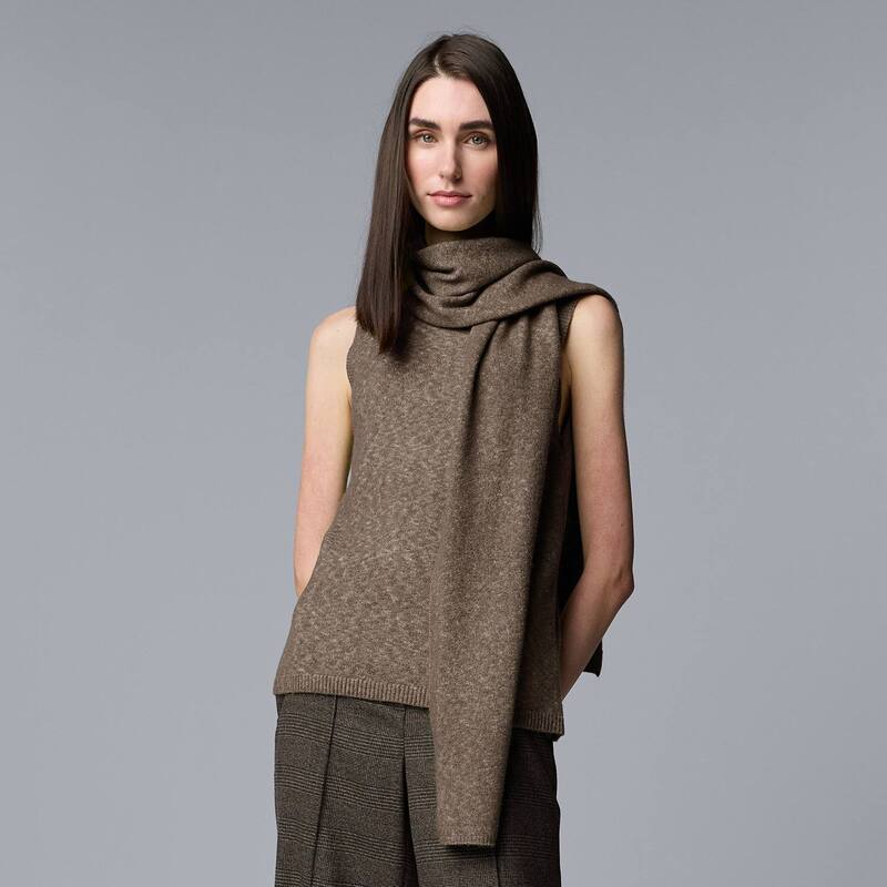 ヴェラウォン レディース アウター ニット・セーター Women'simply Vera Wang Scarf Sweater Tank Benji Brown ブラウン｜ReVida 店