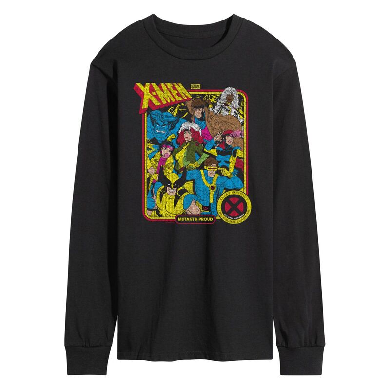 アニメキャラクター メンズ トップス Tシャツ グラフィック Licensed Character Men's Marvel X-Men Mutant & Proud Retro Long Sleeve Graphic Tee Black ブラック｜ReVida 店