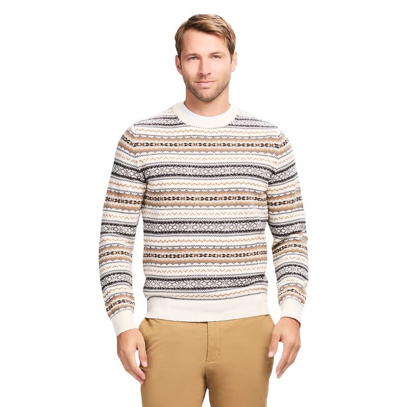 アイゾッド メンズ アウター ニット・セーター クルーネック Men\'s IZOD Fair Isle Crewneck Sweater Vanilla Ice