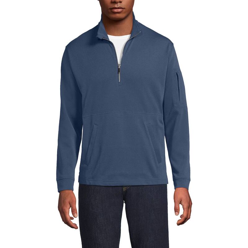 ランズエンド メンズ アウター ニット・セーター ハーフジップ トール Big & Tallands' End Active Performance Quarter Zip Sweater Nightfall Blue ブルー
