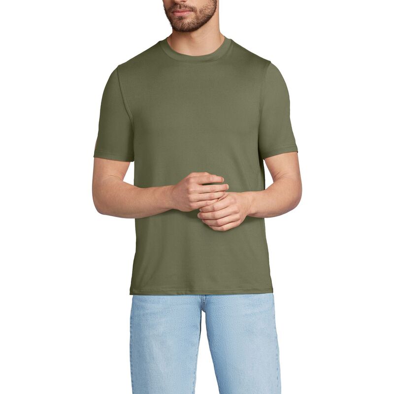 ランズエンド メンズ トップス Tシャツ Men's Lands' End Short Sleeve Performance Tee River Stone Green グリーン