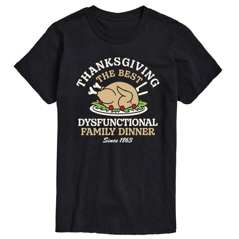 アニメキャラクター メンズ トップス Tシャツ トール グラフィック Licensed Character Big & Tall Thanksgiving The Best Dysfunctional Family Dinner Graphic Tee Black ブラック