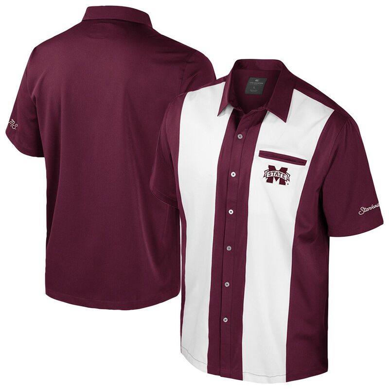 円形劇場 メンズ トップス プルオーバー Men\u0027s Colosseumaroon Mississippi State Bulldogstrike Bowling Button-Up Shirt Mst Red 赤いこと