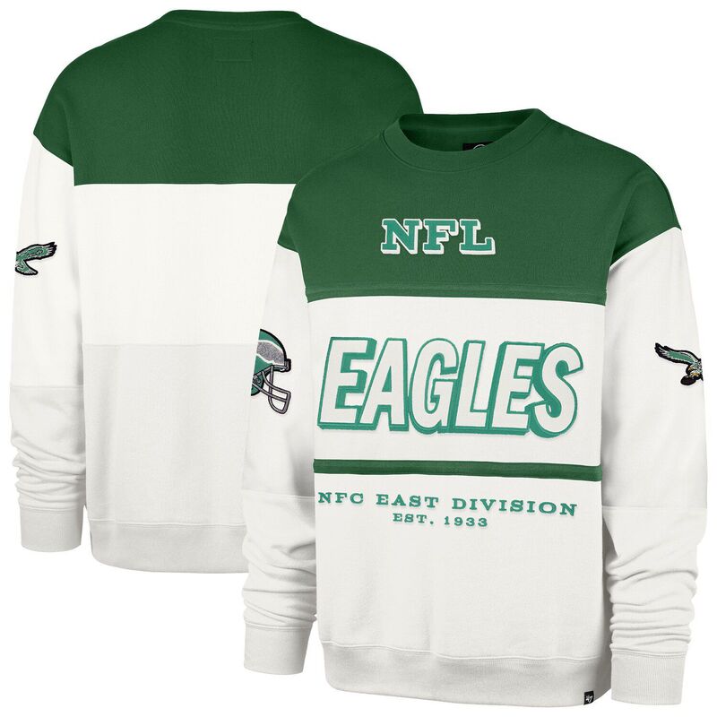 フォーティセブンブランド メンズ トップス Tシャツ スウェット マキシ 47 Brand Men's '47 Kelly Green/Cream Philadelphia Eagles Throwback Breeze Maximalist Sweatshirt Eagreen グリーン|ReVida 店