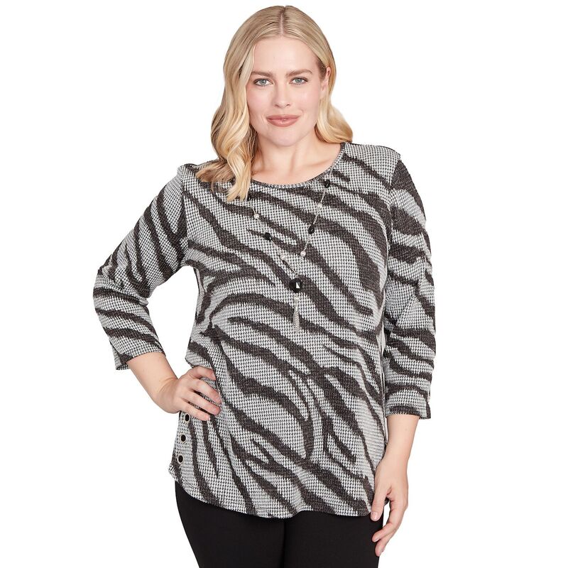 アルフレッド ダナー レディース トップス Tシャツ プチ レース Petite Alfredunner Animal Houndstooth Top with Necklace Black ブラック 9,786円