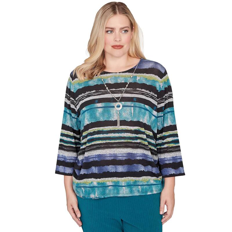 アルフレッド ダナー レディース トップス Tシャツ レース Alfredunner Biadere Melange Stripe Top with Necklace Black Multi ブラック