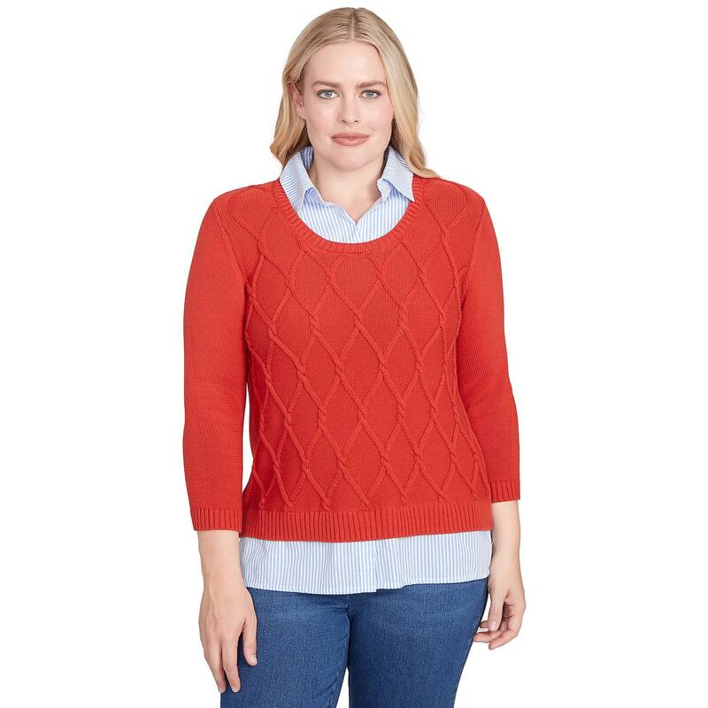 アルフレッド ダナー レディース アウター ニット・セーター Women's Alfredunner Stitched Cable Stripe Woven Trim Sweater Spice ストライプ