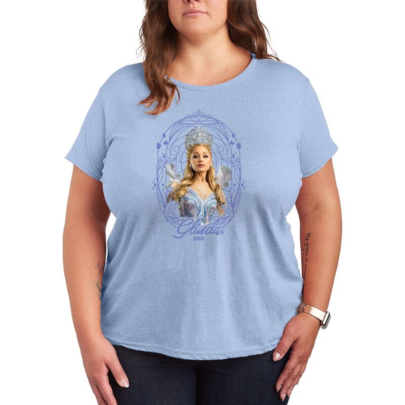 アニメキャラクター レディース トップス Tシャツ プラスサイズ グラフィック Licensed Character Plusize Wicked For Good Glinda Frame Graphic Tee Heather Chambray Blue ヘザー