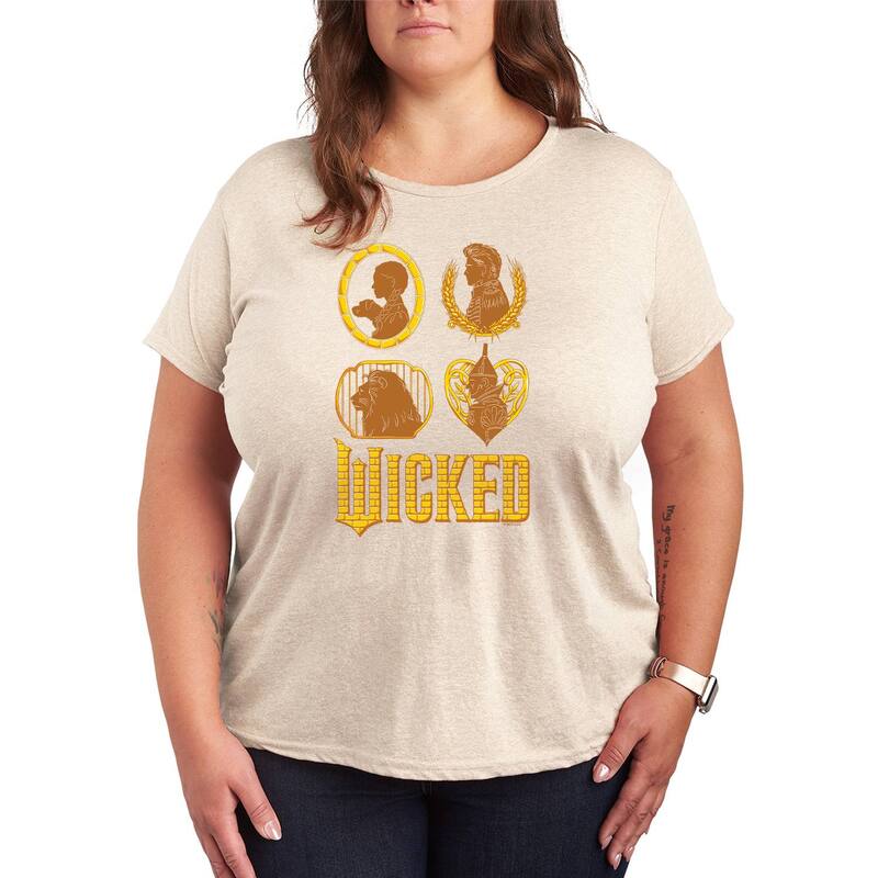 アニメキャラクター レディース トップス Tシャツ プラスサイズ グラフィック Licensed Character Plusize Wicked For Good Oz Group Grid Graphic Tee Birch 6,784円