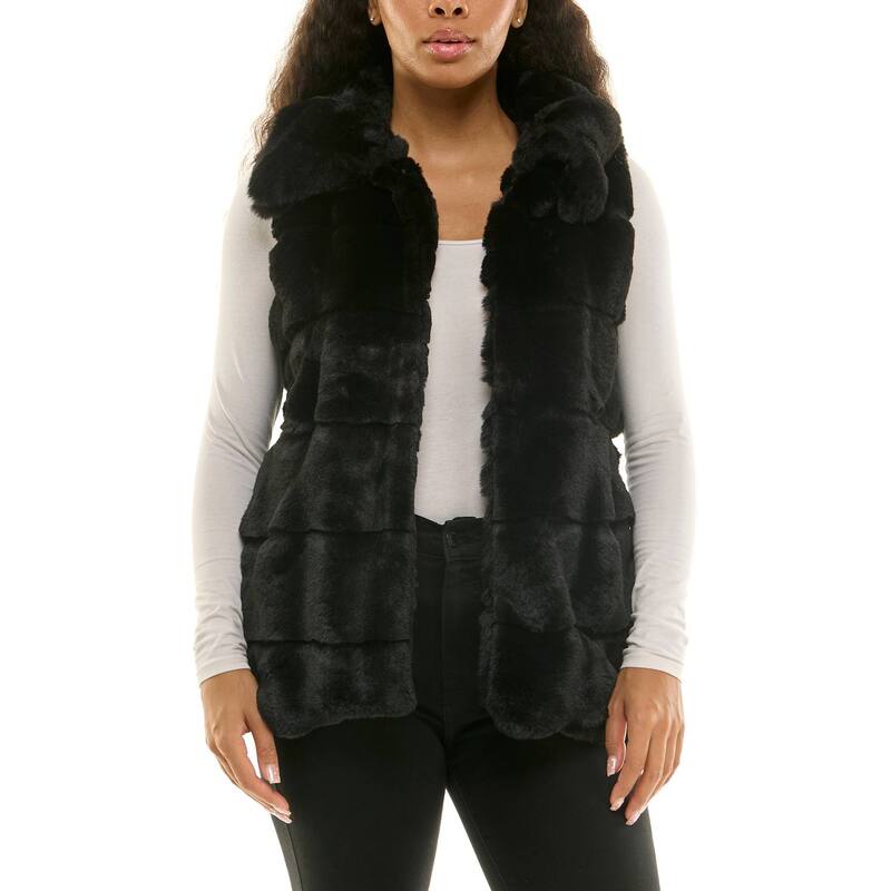 ニナレオナルド レディース アウター ニット・セーター ベスト ノースリーブ Women's Nina Leonard Sleeveless Faux Fur Vest Black ブラック