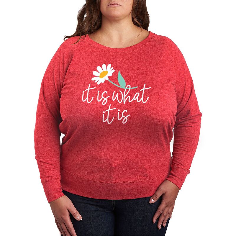 アニメキャラクター レディース トップス Tシャツ プラスサイズ パイル Licensed Character Plusize Women's It Is What It Is French Terry Long Sleeve Tee Heathered ヘザー
