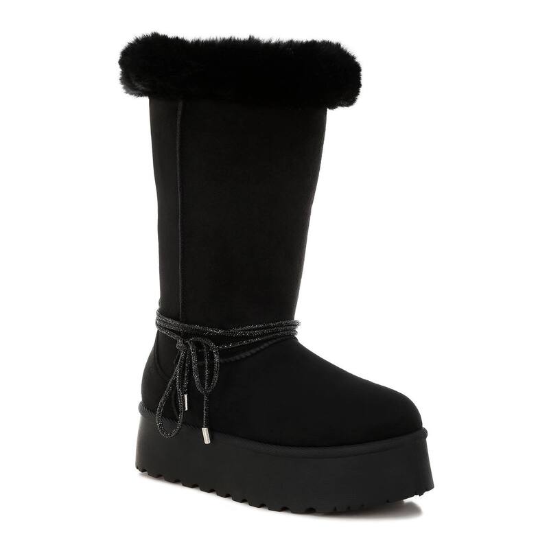 ロンドンラグ レディース シューズ ブーツ・レインブーツ London Rag Olonya Women's Faux Fur Collar Anti-Skid Winter Boots Black ブラック