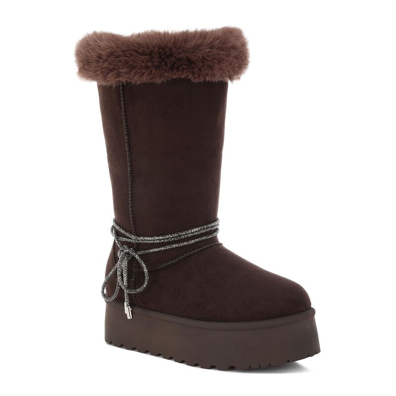 ロンドンラグ レディース シューズ ブーツ・レインブーツ London Rag Olonya Women's Faux Fur Collar Anti-Skid Winter Boots Brown ブラウン