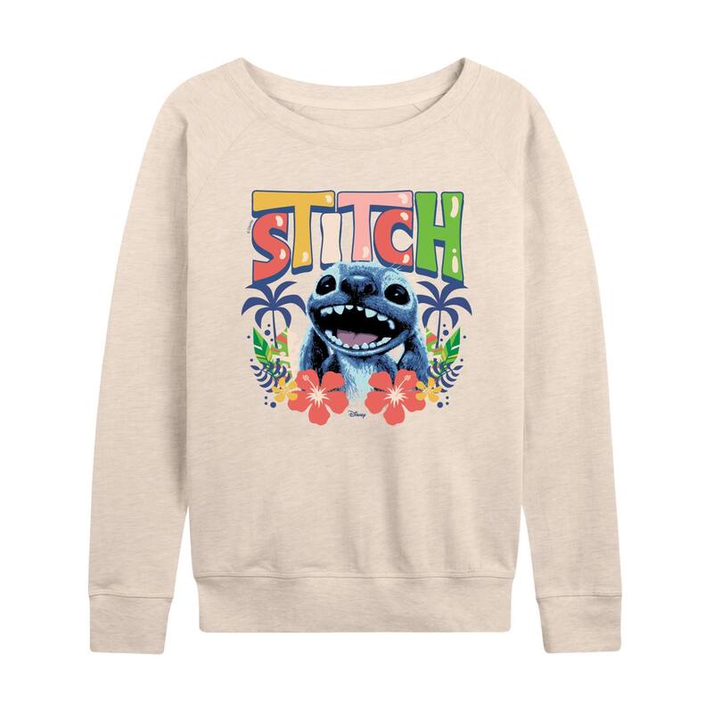 アニメキャラクター レディース トップス Tシャツ パイル Licensed Character Women's Disney's Lilo & Stitch Live Action Hawaiian French Terry Long Sleeve Tee Beige ベージュ