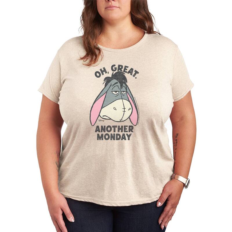 アニメキャラクター レディース トップス Tシャツ プラスサイズ グラフィック Licensed Character Plusize Disney's Winnie The Pooh Eeyore Oh Great Graphic Tee Beige ベージュ