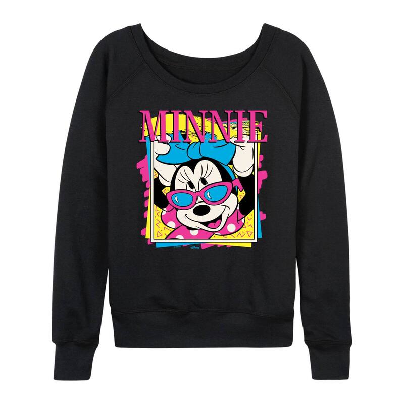 アニメキャラクター レディース トップス Tシャツ ヴィンテージ パイル Licensed Character Women's Disney's Minnie Mouse Vintage French Terry Long Sleeve Tee Black ブラック