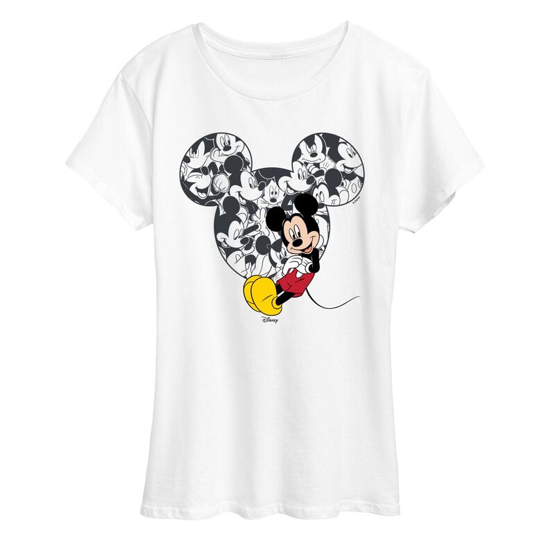 アニメキャラクター レディース トップス Tシャツ グラフィック Licensed Character Women's Disney's Mickey Mousear Collage Graphic Tee White ホワイト