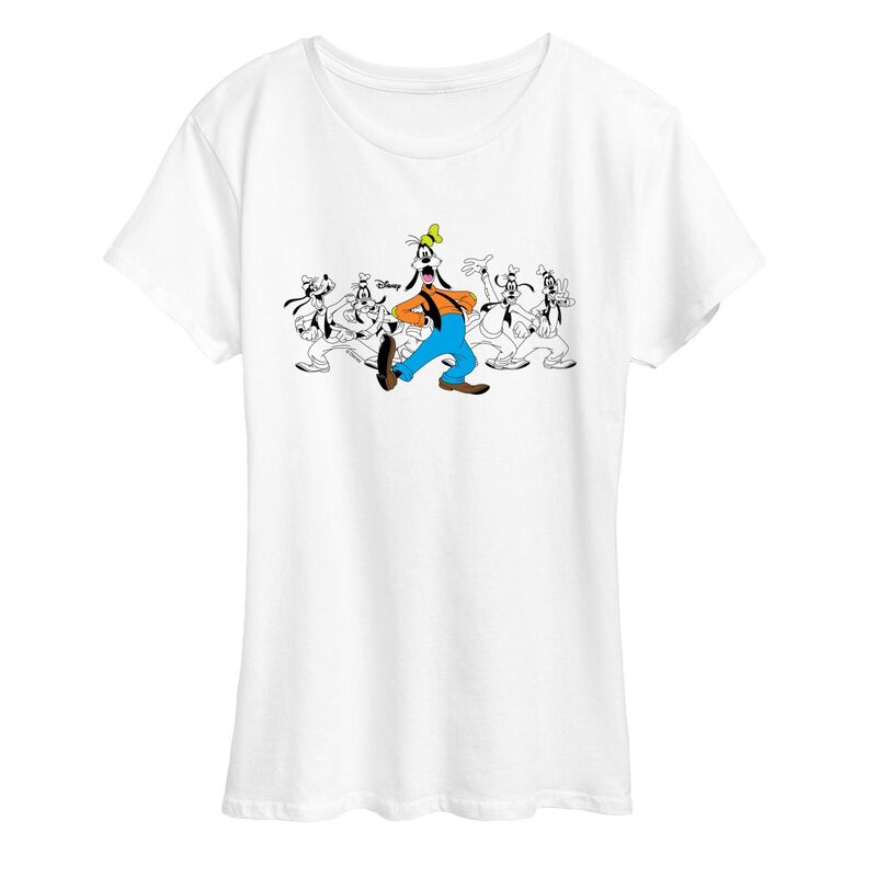 アニメキャラクター レディース トップス Tシャツ グラフィック Licensed Character Women's Disney's Goofy Poses Graphic Tee White ホワイト
