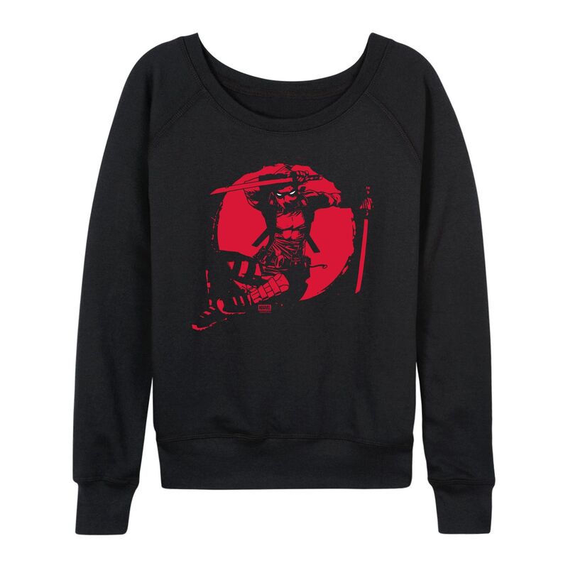 アニメキャラクター レディース トップス Tシャツ パイル Licensed Character Women's Marvel Deadpool Silhouette French Terry Long Sleeve Tee Black ブラック