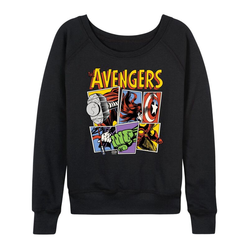 アニメキャラクター レディース トップス Tシャツ パイル Licensed Character Women's Marvel The Avengers French Terry Long Sleeve Tee Black ブラック
